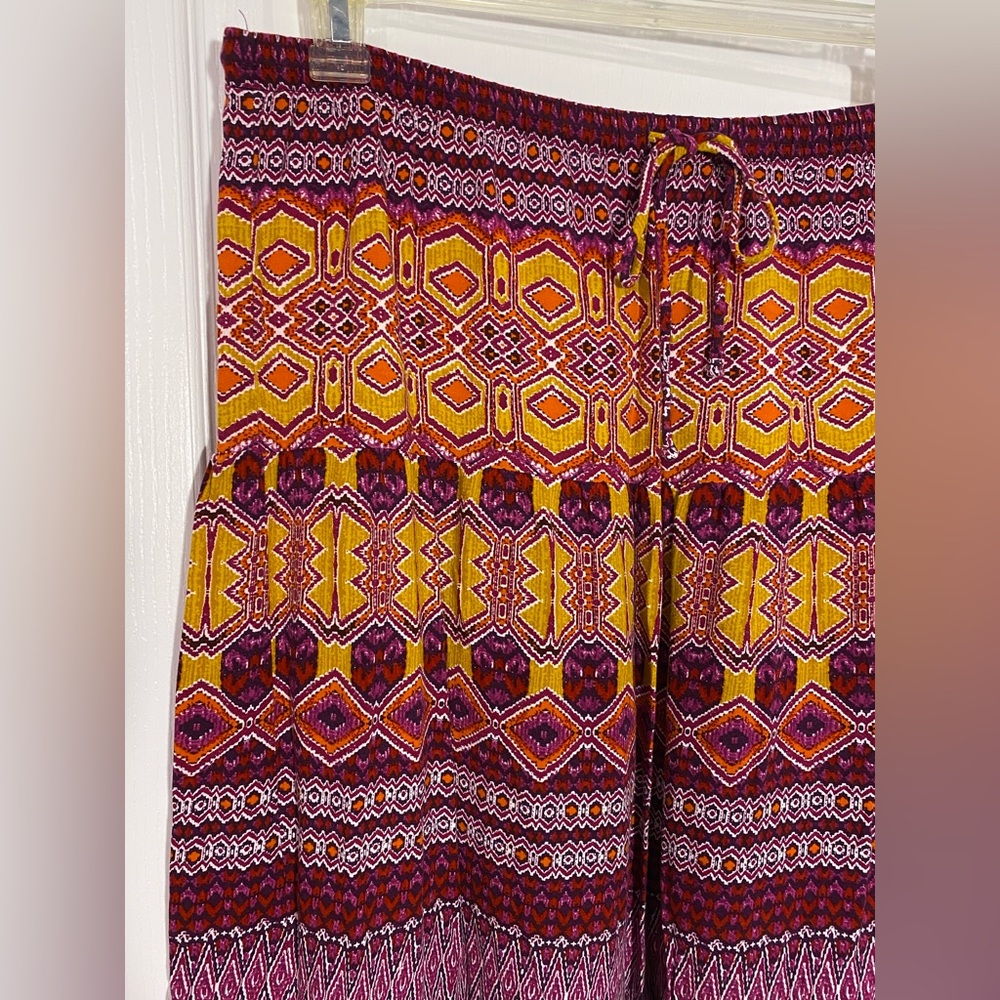 Mossimo Aztec Pattern Tiered Maxi Skirt Drawstring Waist Size XL - Picture 2 of 6